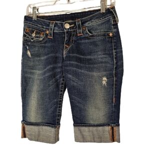 True Religion Sophie Distressed Denim Shorts Women's Size 26